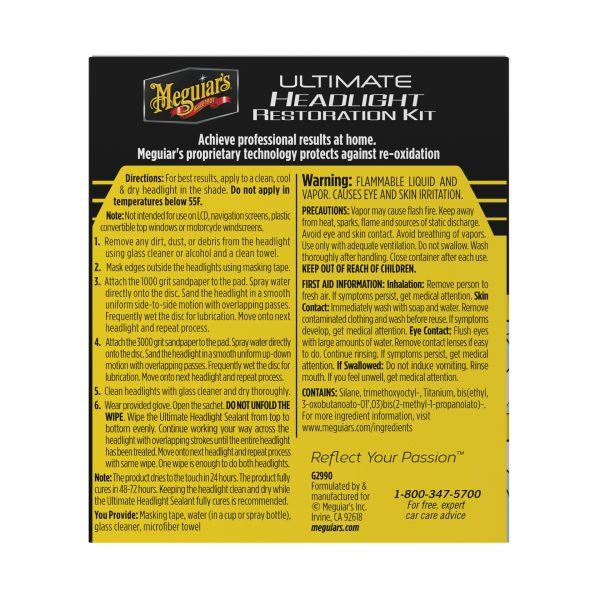 Meguiar’s G2990EU Ultimate Headlight Restoration Kit