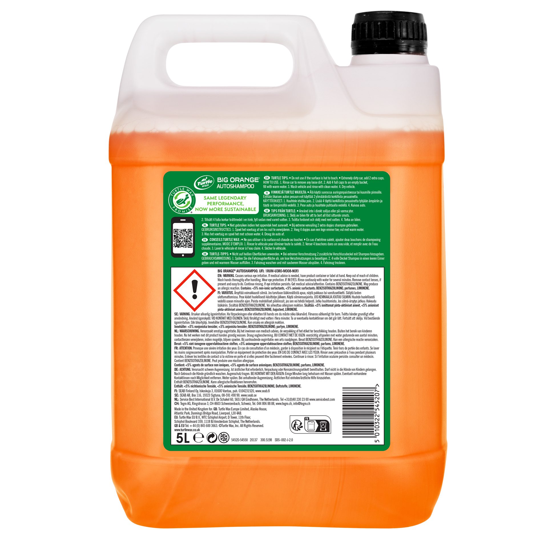 Turtle Wax 54550 Big Orange Auto Shampoo 5 Liter