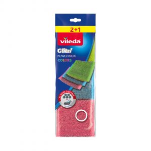 Vileda Schuurspons Glitzi Power Inox Colors 2+1